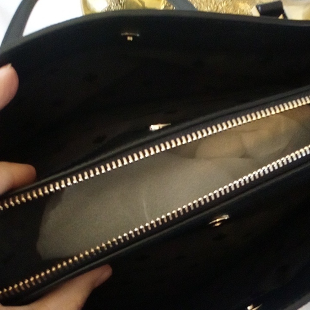 Kate Spade large 3 compartment bag in black pen led leather tote NWT - Picture 7 of 9